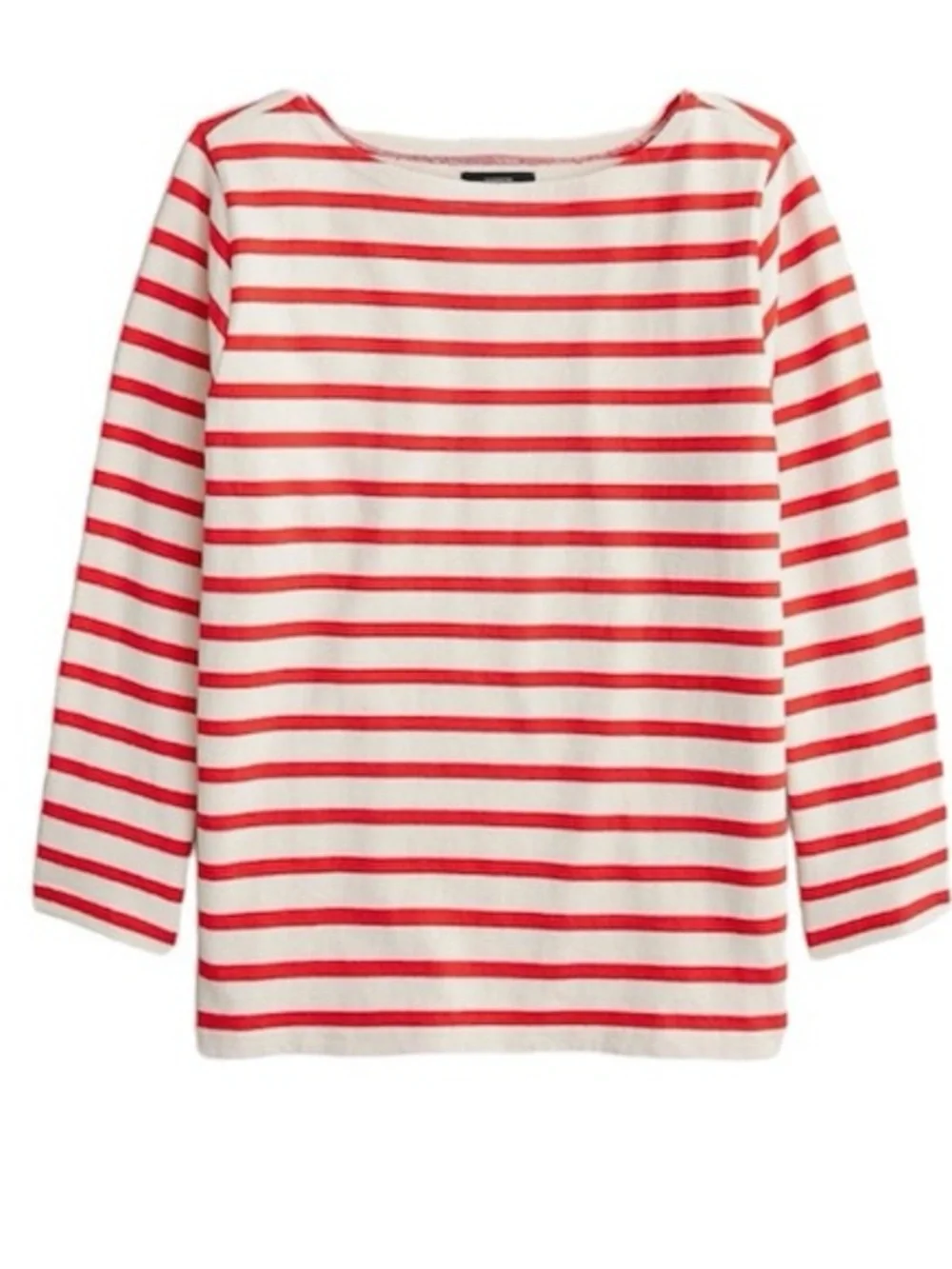 J Crew red/white striped boatneck top M